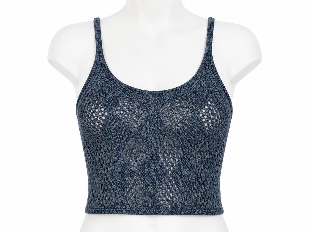 Free People Glisten Crochet Blue Shadow Pointelle Cami - Size XS -Boho